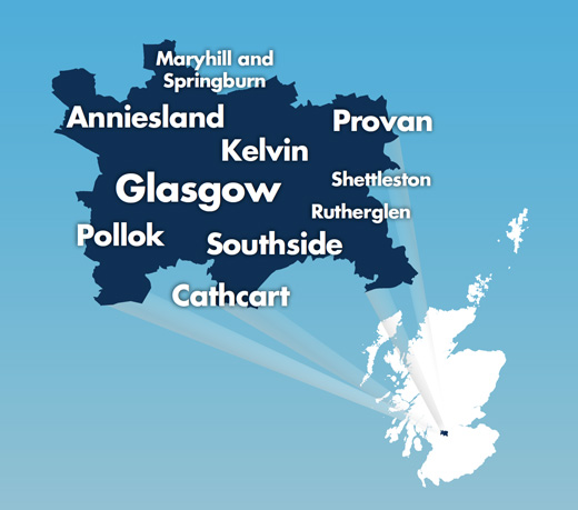 glasgow region constituencies on map